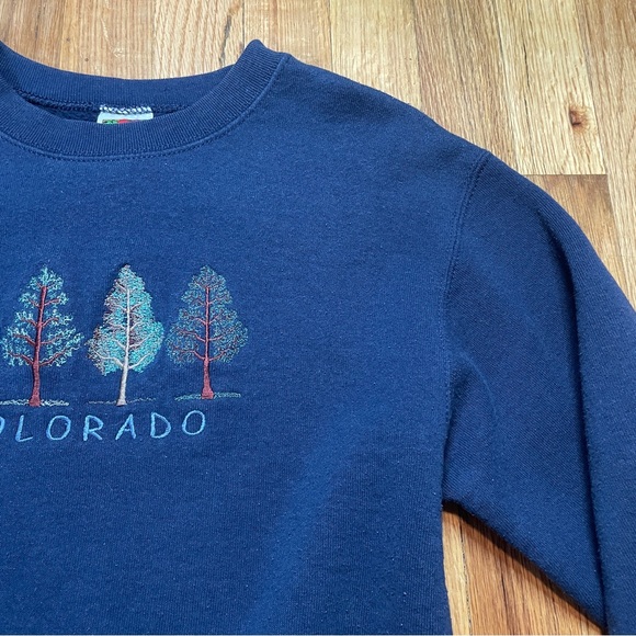 Vintage Women’s Small Colorado Navy Crewneck Sweater Long Sleeves - Picture 2 of 11